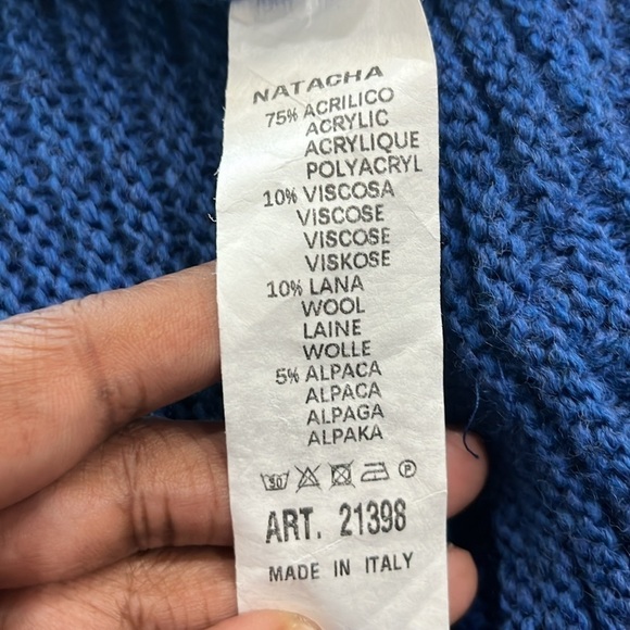 Brand Bazar Blue Turtle Neck Sweater Wool Alpaca Blend 3/4 Sleeve Size ONE SIZE - Picture 8 of 10